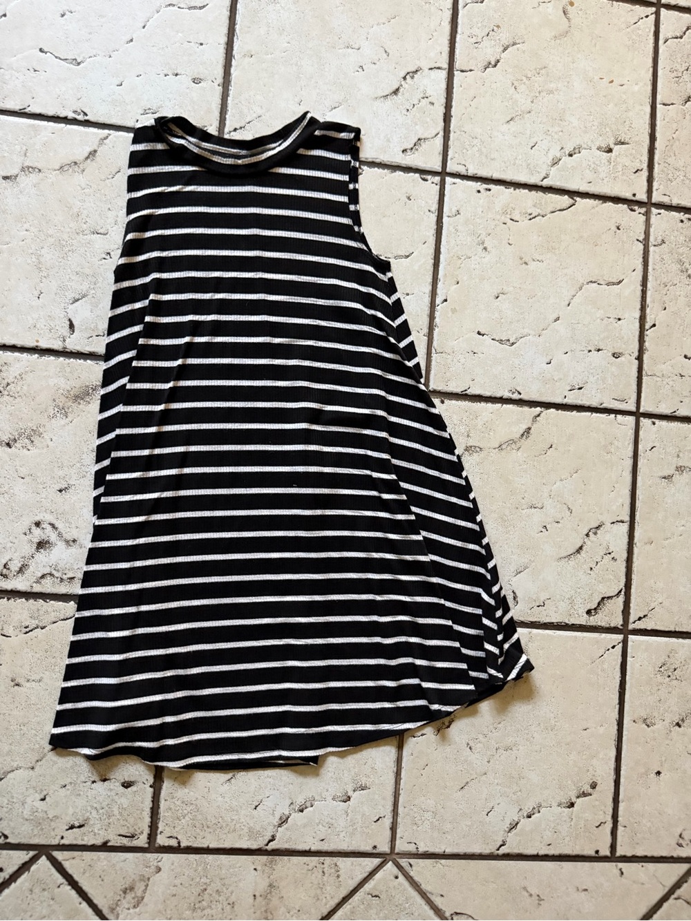 Snap Black & White Striped Sleeveless A-Line Dress